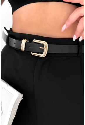 Kadın Siyah Basic Gold Tokalı Kemer BE654
