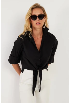 Kadın Siyah Basic Gömlek ZER409