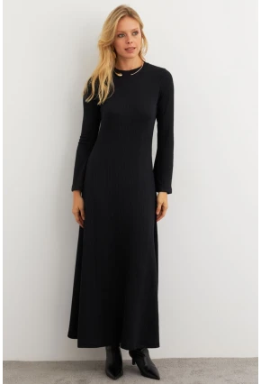 Kadın Siyah Basic Maxi Elbise MTF30