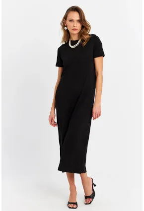 Kadın Siyah Basic Midi Elbise MRU6943