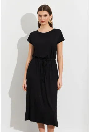 Kadın Siyah Beli Büzülebilir Midi Elbise MURO1193
