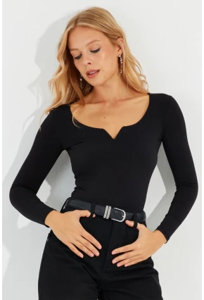 Kadın Siyah Bluz CY436