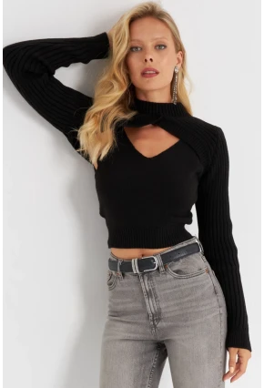 Kadın Siyah Bolerolu Triko Takım YZ524