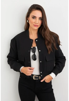 Kadın Siyah Bomber Ceket QRS8375