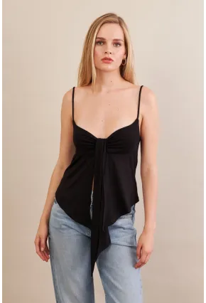 Kadın Siyah Büzgülü Asimetrik Bluz ZH172