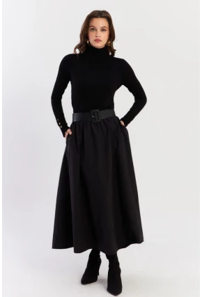 Kadın Siyah Çan Etek ELA3951