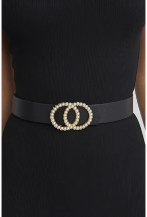 Kadın Siyah Çift Tokalı Kemer BE516