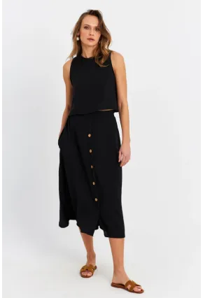 Kadın Siyah Crop Etek Takım MQ0030