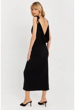 Kadın Siyah Degaje Maxi Elbise HOR0071