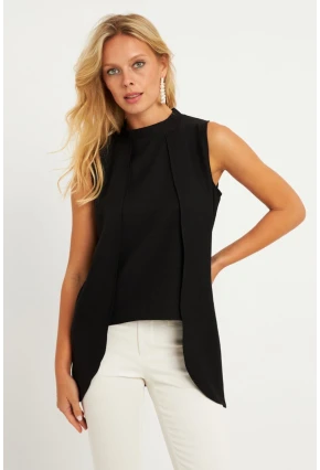 Kadın Siyah Dokuma Bluz ZER406