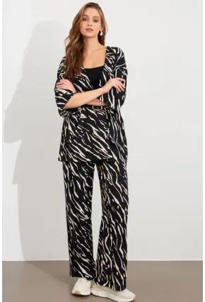 Kadın Siyah-Ekru Alt Üst Bürümcük Takım MLON500