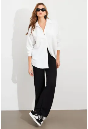 Kadın Siyah Gofre Pantolon ZH326