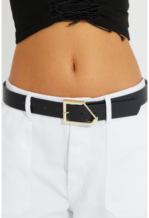 Kadın Siyah Gold Tokalı Kemer BE688