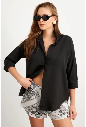 Kadın Siyah Gömlek Q1100