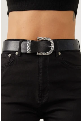 Kadın Siyah-Gümüş Kemer BE455