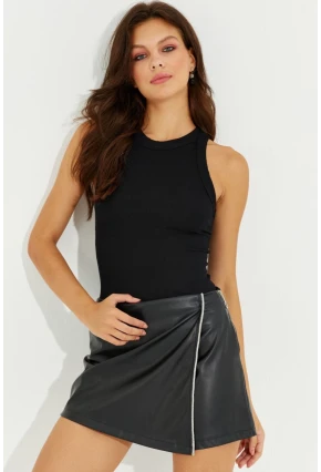 Kadın Siyah Halter Yaka Bluz LPP1233