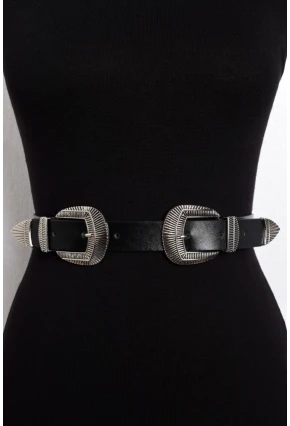 Kadın Siyah İkili Kemer BE220
