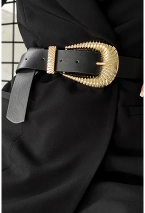 Kadın Siyah İstiridye Tokalı Kemer BE613