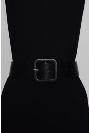 Kadın Siyah Kare Tokalı Kemer BE308