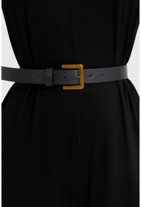 Kadın Siyah Kare Tokalı Kemer BE685