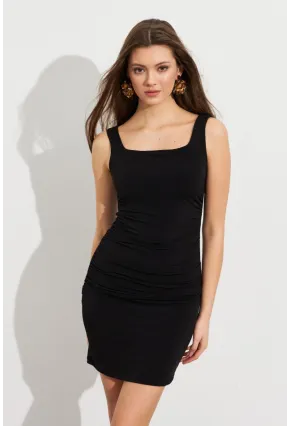 Kadın Siyah Kare Yaka Büzgülü Mini Elbise FRY2308