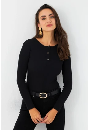 Kadın Siyah Kaşkorse Bluz EY2988