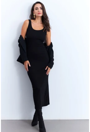 Kadın Siyah Kaşkorse Maxi Elbise MK64