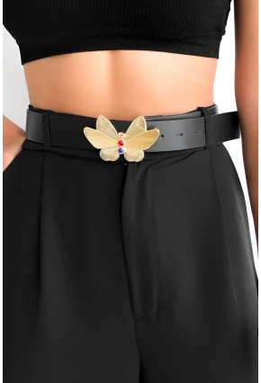 Kadın Siyah Kelebek Tokalı Kemer BE665