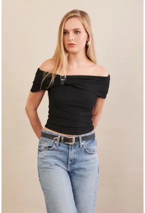 Kadın Siyah Kemer Detaylı Bluz FRY2316