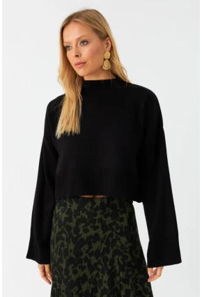 Kadın Siyah Kısa Kazak YİL559