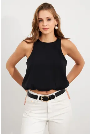 Kadın Siyah Kolsuz Balon Bluz SAN101