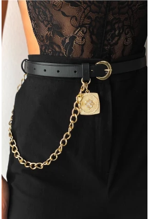 Kadın Siyah Köstek Detaylı Kemer BE649
