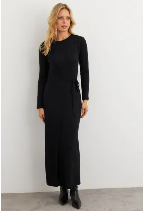Kadın Siyah Kruvaze Maxi Elbise MTF31