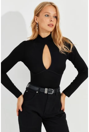 Kadın Siyah Önü Damla Bluz LPP1239