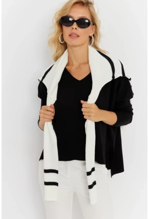 Kadın Siyah Önü Kısa Triko Kazak YİL551