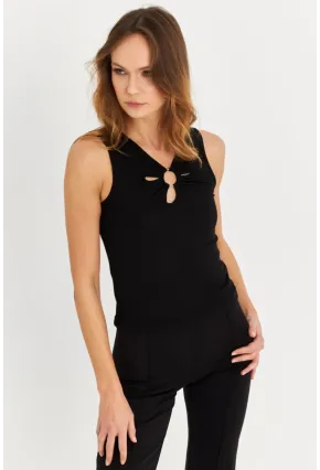 Kadın Siyah Önü Pencereli Atlet MK29