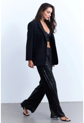 Kadın Siyah Payetli Pantolon SHR8