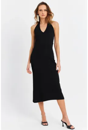 Kadın Siyah Pencereli Kaşkorse Midi Elbise EY3063