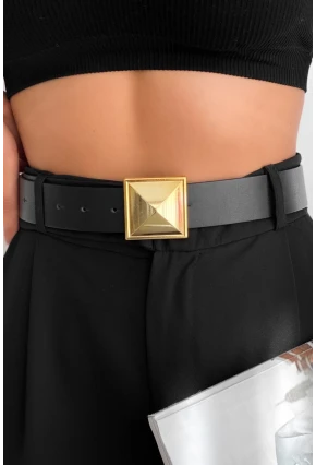 Kadın Siyah Rozet Toka Detaylı Kemer BE669