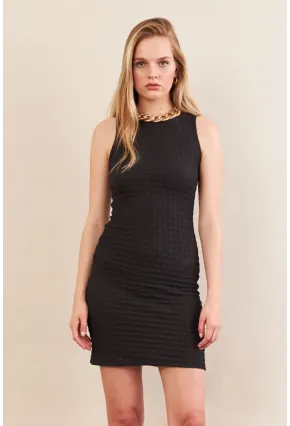 Kadın Siyah Rustik Mini Elbise FLU7310