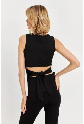 Kadın Siyah Sırt Dekolteli Bluz TF71
