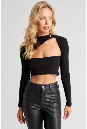 Kadın Siyah Sırtı Açık Bluz B2943