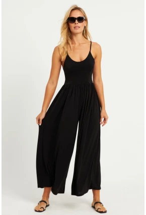 Kadın Siyah Sırtı Çapraz Tulum KY91