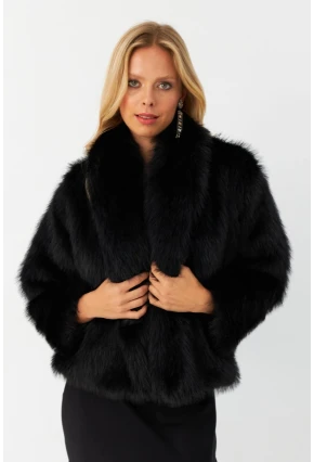 Kadın Siyah Suni Kürk ELT1227