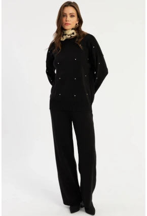 Kadın Siyah Taşlı Alt Üst Takım MYİL10