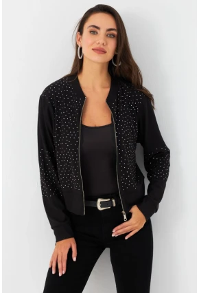 Kadın Siyah Taşlı Ceket RLO81