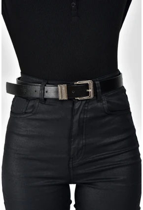 Kadın Siyah Taşlı Tokalı Kemer BE356