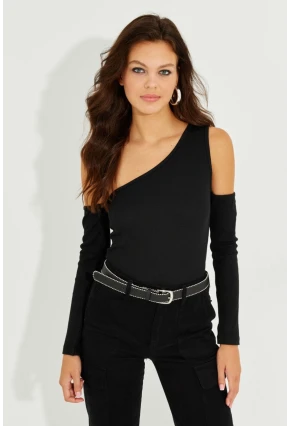 Kadın Siyah Tek Kol Kaşkorse Bluz SDY2052