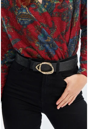 Kadın Siyah Tokalı Kemer BE63