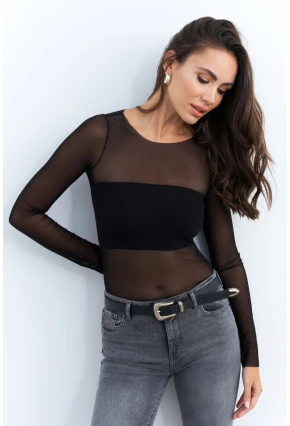 Kadın Siyah Transparan Bluz CY350